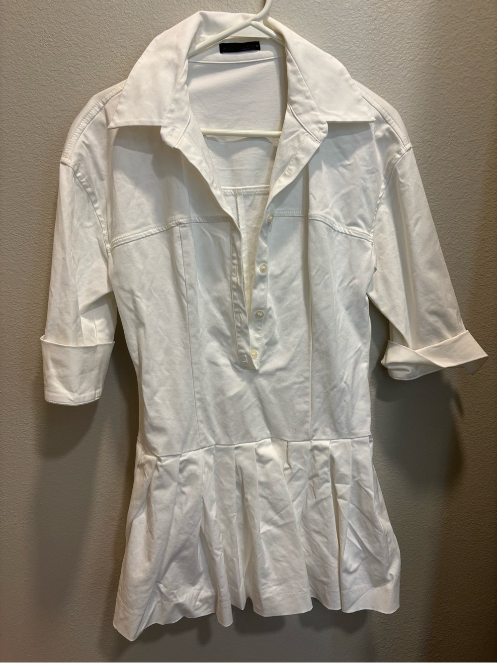 White Collared Peplum Button-Front dress/romper